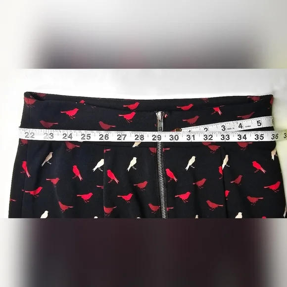 Vivienne Tam Women’s Skirt Sz 2 Black Red Tan Bird Print Mini Designer Casual - Picture 5 of 8